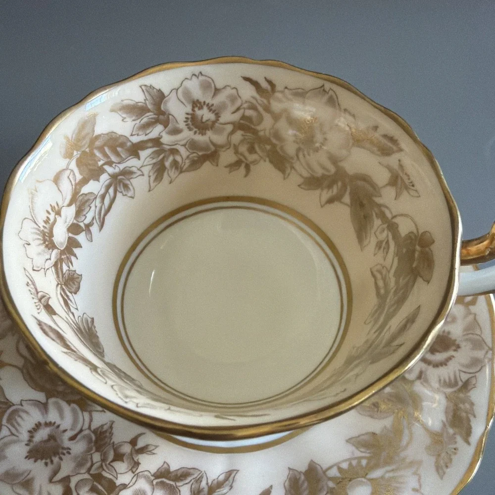Vintage 1950s Adderley Fine Bone China Demitasse & Saucer Pink and Gold England
